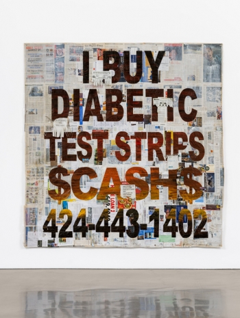 Walead Beshty, Bandit Sign Painting [I BUY DIABETIC TEST STRIPS $CASH$ 424-443-1402 (Los Angeles Times, Sunday 25 February 2024; Los Angeles, California)], 2024 , Regen Projects