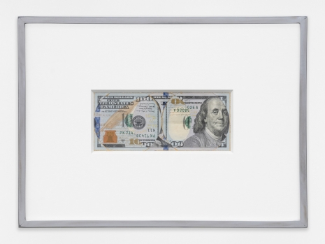 Walead Beshty, Blind Collage (Three 180o Rotations, United States Federal Reserve Bank One-Hundred- Dollar Note: Series 2017, Issued by Federal Reserve Bank of Dallas, Texas, Printed in Fort Worth, Texas, Plate Position C2, Front Plate No. 106, Back Plate No. 69, S, 2021, Regen Projects