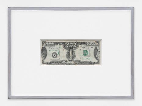 Walead Beshty, Blind Collage (Three 180o Rotations, United States Federal Reserve Two-Dollar Note: Series 1976, Issued by Federal Reserve Bank of Boston, Massachusetts, Printed in Washington, District of Columbia, Plate Position G3, Front Plate No. 20, Back Plate N, 2024, Regen Projects