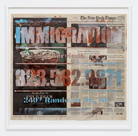 Walead Beshty, IMMIGRATION Services 323.582.9871 2407 Randolph st., HP [The New York Times, Sunday 16 April 2017; Los Angeles, California], 2024 , Regen Projects