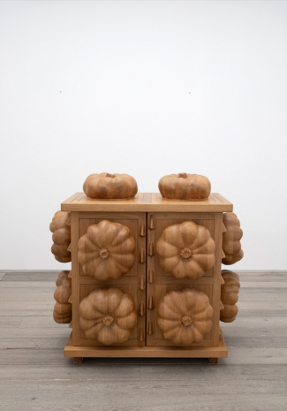 Daniel Dewar & Grégory Gicquel , Oak cabinet with pumpkins and noses, 2024   , Loevenbruck