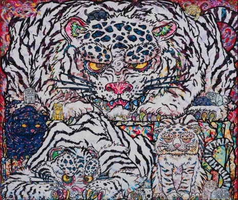 Takashi Murakami, White Tiger and Family, 2024 , Gagosian