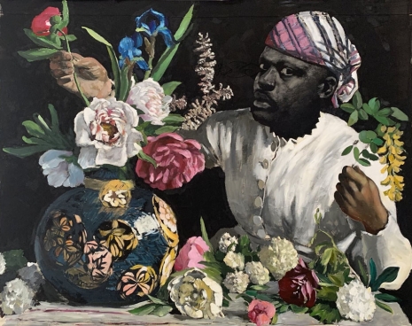 Roméo Mivekannin , Young woman with peonies, after Frédéric Bazile, 2023 , Galerie Barbara Thumm