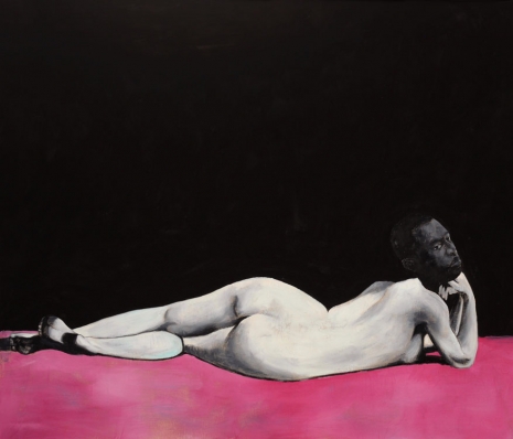 Roméo Mivekannin , D’après Vallotton, Nu Couché Sur un Tapis Rouge, 2024, Galerie Barbara Thumm