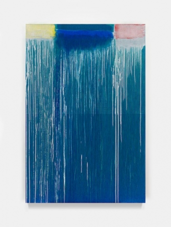 Pat Steir, Blue with Red, Yellow, and Silver, 2024-2025 , Hauser & Wirth