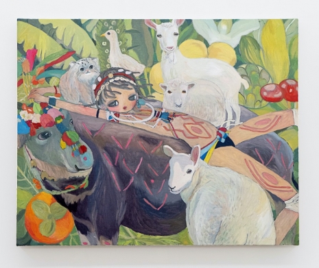 Aya Takano, アフリカ、牛と一体化する生活を送る子 | in africa, a person lives a life being one with a cow, 2025 , Perrotin