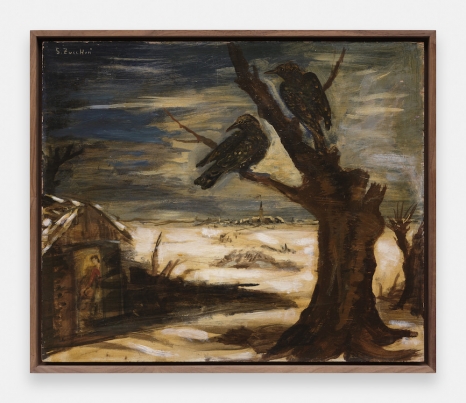 Luigi Zuccheri, Paesaggio con corvi e figure umane, 1960/65, Sylvia Kouvali