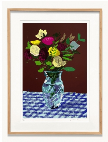 David Hockney , Flowers, Glass Vase on a Table, 2021 , GAVLAK