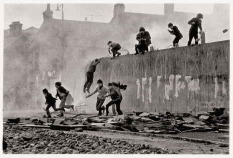 Don Mccullin, Catholic youths escaping from CS gas, Londonderry, Northern Ireland, 1971, Hauser & Wirth