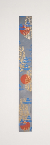 Chant Avedissian, B5 - 3 red circles on blue background, 4 Bukhara floral patterns, 2016, Sabrina Amrani