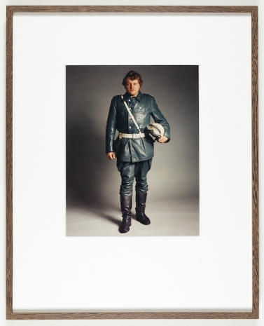 Timm Rautert, Herr Arnold Rüther, 22 Jahre, Polizeimeister, Schutzbereich I, Funkkrad SBI-FK, Düsseldorf, from the series Deutsche in Uniform, 1974 , Galerie Nordenhake