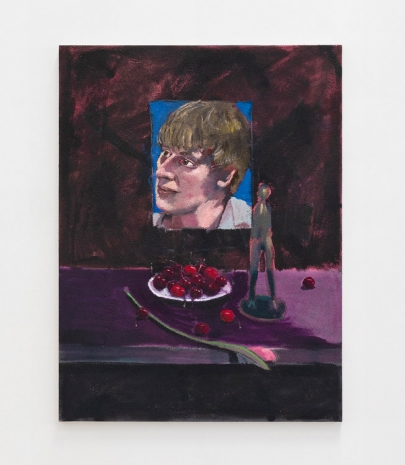 Mikael Lo Presti, Table with Cherries and Tulip, 2025, galerie frank elbaz