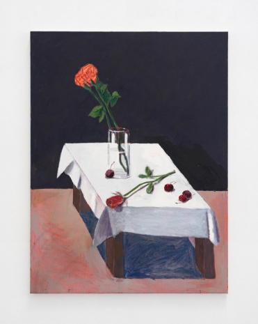 Mikael Lo Presti, Table with Roses and Cherries, 2025, galerie frank elbaz