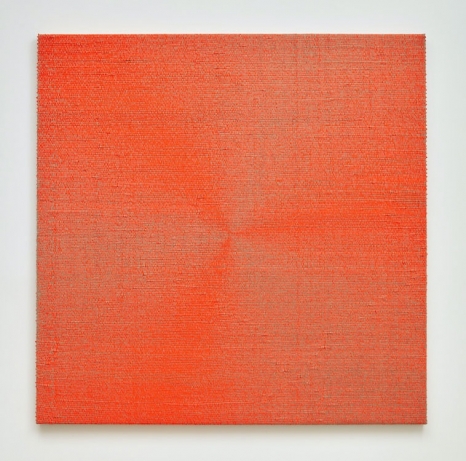 Analia Saban, Woven Three-Blade Fan (Fluorescent Orange) #2, 2025 , Tanya Bonakdar Gallery
