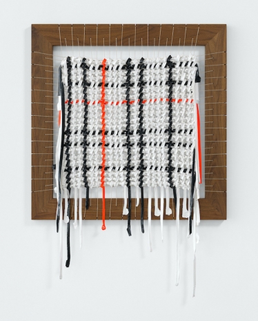 Analia Saban, Core Memory, Plaid (Black, White, and Fluorescent Orange), 2024 , Tanya Bonakdar Gallery