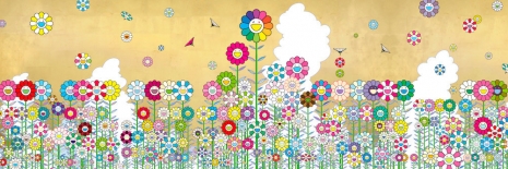 Takashi Murakami, Summer Vacation Flowers under the Golden Sky, 2025 , Gagosian