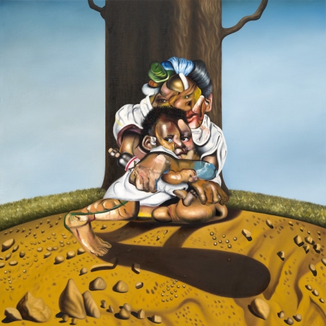 Nathaniel Mary Quinn, Paint-Drawing Study for Margaret and Her Baby, 2025, Gagosian