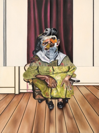 Nathaniel Mary Quinn, Study for Mary and Red Curtain—The Queen, 2025 , Gagosian