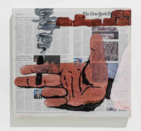 Rirkrit Tiravanija, untitled 2025 (doomsday smoking hand) (new york times, february 3, 2025), 2025 , Gladstone Gallery