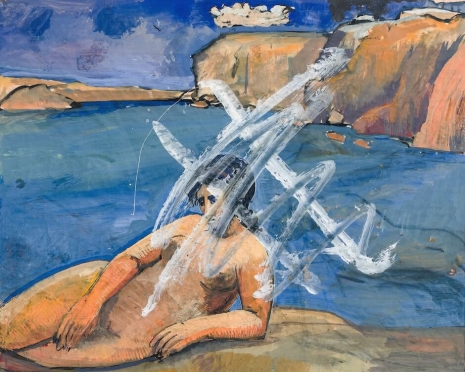 Pauline Boty , Untitled (Nude woman in coastal landscape), c. 1958-60 , The Mayor Gallery