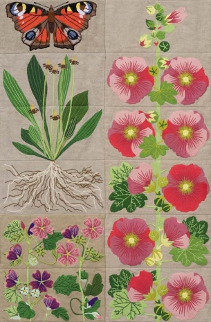 Daniel Dewar & Grégory Gicquel, Embroidered quilt with ladybirds, earthworms, firebugs, red fescue grass (…) (detail), 2025, Loevenbruck