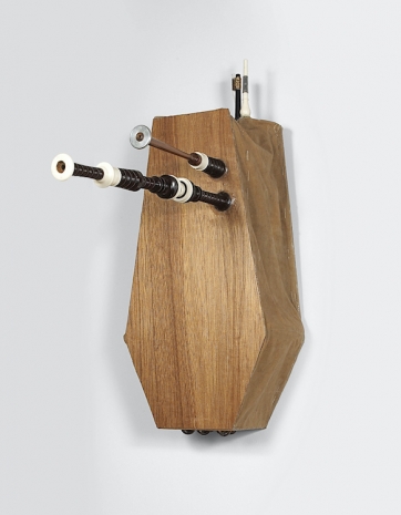 Jim Shaw , Dream Object (Marnie, Laura & I were going to a choral concert. We lost Laura & Marnie kept cutting in line. At the head woman wore old linen outfits & bagpipes passed, one played an unusual coffin bellows tambourine pipe...), 2004 , NO NAME