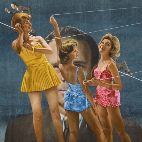 Jim Shaw , Three Young Women and a Divided Guy, 2025 , Gagosian