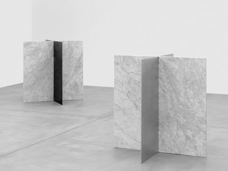 Sam Falls, Untitled (Marble, Corten Steel & Aluminum box sculpture diptych), 2013, Galerie Eva Presenhuber