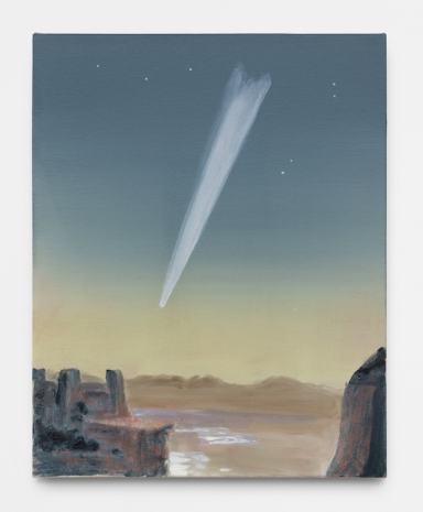 Dexter Dalwood, Moctezuma watching a comet from the roof of his palace in Tenochtitlán that José María Velasco would paint 400 years later, 2025 , Galerie Nordenhake