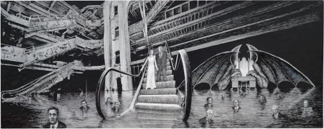 Jim Shaw, Study for Donald and Melania Trump descending into the Ninth Circle of Hell, 2020, Loevenbruck