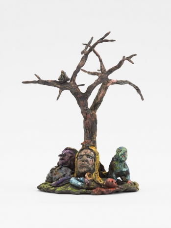 Bram Demunter, Snag with heads and bird, 2026 , Tim Van Laere Gallery
