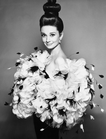 Richard Avedon , Audrey Hepburn, dress by Yves St. Laurent, earrings by Harry Winston, hair by Alexandre, Paris, July 1962, , Gagosian