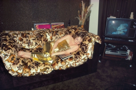 Nan Goldin , Shelley on her sofa, New York City (1979) from “The Ballad of Sexual Dependency”, 1973–86, Gagosian