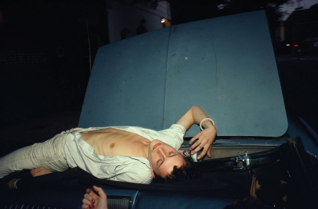 Nan Goldin , French Chris on the convertible, New York City (1979) from “The Ballad of Sexual Dependency”, 1973–86, Gagosian