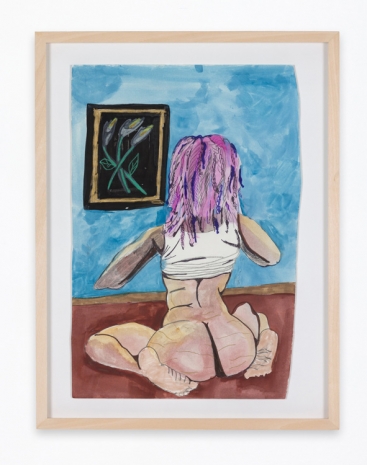 Jonathan Lyndon Chase, T-shirt, braids, stretch marks, flowers and living room, 2025 , Giò Marconi