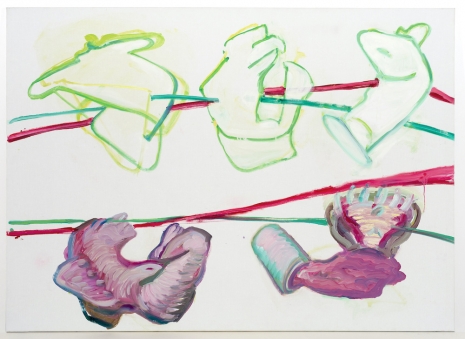 Maria Lassnig, Be-Ziehungen VII (Schicksalslinien) [Re-lations VII (Lines of Fate)], 1994 , Petzel Gallery