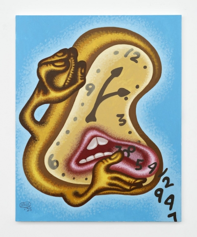 Peter Saul, Selfwinding Softwatch telling the time,  2025, Gladstone Gallery