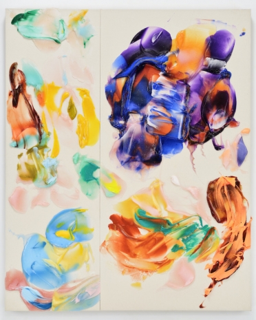 Kenjiro Okazaki, Chosen singer from the muddled world, crawling naked as the newborn infant, limbs flailing—does no one see? Words not words conMnue endlessly. Time thinned the darkness, sheer as ice film. Shapes emerge faintly. From somewhere pale glow enters..., 2026, galerie frank elbaz