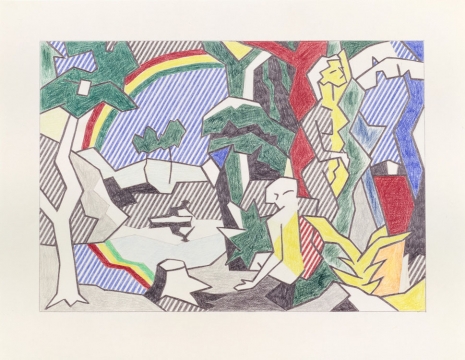Roy Lichtenstein, Landscape with Figures and Rainbow (study), 1980 , Gagosian