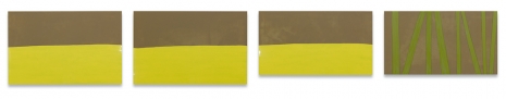 Gary Hume , Three Yellow Horizons and a Green Wood, 2013 , Sprüth Magers