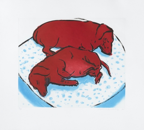 David Hockney , Horizontal Dogs, 1995, Galerie Lelong