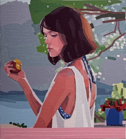 Guy Yanai , Woman with Peach by the Sea, 2026 , Monica De Cardenas