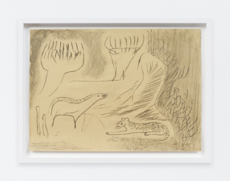Lin May Saeed, Landscape with trees and two animals, 2021 , Anton Kern Gallery