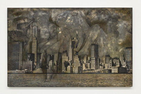 Anita Steckel , NY Skyline on Canvas #5 (Eat Your Power Honey, Before It Grows Cold), ca. 1970 - 1972 , Galerie Neu