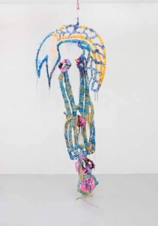 Julien Creuzet , last time and big evening and if we say goodbye to the trauma nightmare. one last time under the headlights on the big night, the big jump, we said see you tomorrow under other skies, in the air before contact with the sea, we loved each other. (queu, 2023 , Andrew Kreps Gallery