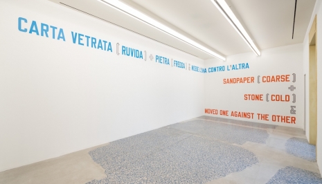 Lawrence Weiner, SANDPAPER (COARSE)+STONE (COLD)&MOVED ONE AGAINST THE OTHER, 1991, MASSIMODECARLO