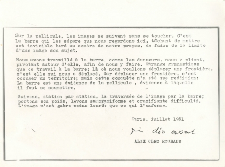 Alix Cléo Roubaud, Si quelque chose noir, 1980-1981 , Galerie Buchholz