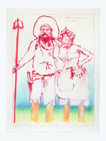 Alessandro Pessoli, NY Window (Old couple of american settlers), 2026, Anton Kern Gallery