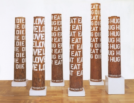Robert Indiana, Columns (DIE, LOVE, HUG/EAT/ERR, EAT, EAT/DIE/HUG/ERR, HUG), 1963–64 , Almine Rech