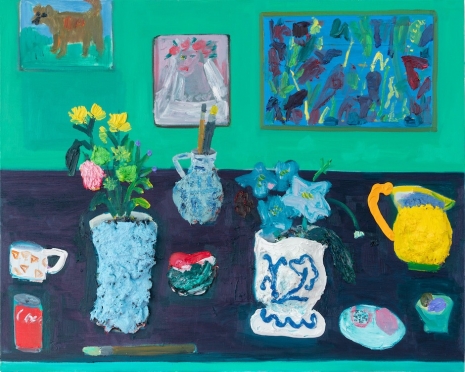 Georgina Gratrix , The Reluctant Bride and yellow jug (a table top arrangement), 2025 , Monica De Cardenas